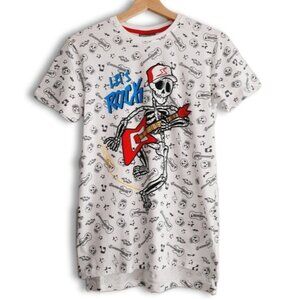 DESTINATION 100% Cotton Skeleton Let's Rock Tee Crewneck T-Shirt White Kids Sz L